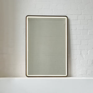 Quadris™ Front Illuminated Rectangular Mirror with Bronze Patina Mitred Full Frame