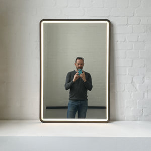 Quadris™ Front Illuminated Rectangular Mirror with Bronze Patina Mitred Full Frame