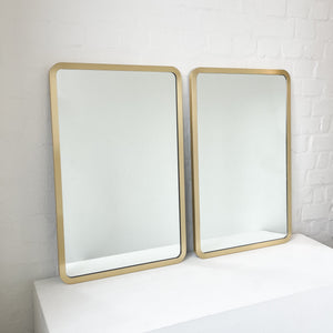 Set of 2 Quadris™ Rectangular Modern Mirrors with Brass Full Frame