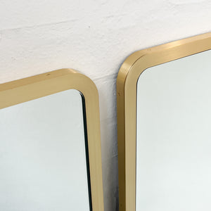 NEW Set of 2 Quadris™ Rectangular Modern Mirrors with Brass Full Frame
