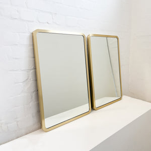 NEW Set of 2 Quadris™ Rectangular Modern Mirrors with Brass Full Frame