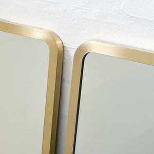NEW Set of 2 Quadris™ Rectangular Modern Mirrors with Brass Full Frame