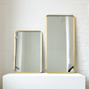 Quadris™ Rectangular Contemporary Mirror with Brass Full Frame