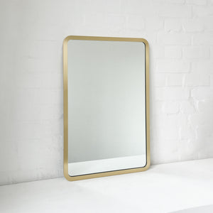 NEW Set of 2 Quadris™ Rectangular Modern Mirrors with Brass Full Frame