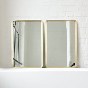 NEW Set of 2 Quadris™ Rectangular Modern Mirrors with Brass Full Frame