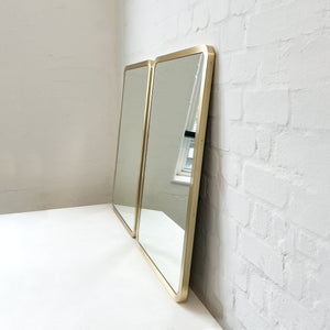 NEW Set of 2 Quadris™ Rectangular Modern Mirrors with Brass Full Frame