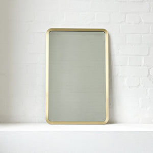 NEW Set of 2 Quadris™ Rectangular Modern Mirrors with Brass Full Frame