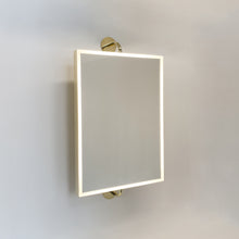 Illuminated Vorso™ Wall Attached Rotating Rectangular Mirror with Polished Brass Frame