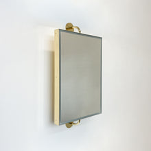 Illuminated Vorso™ Wall Attached Rotating Rectangular Mirror with Polished Brass Frame