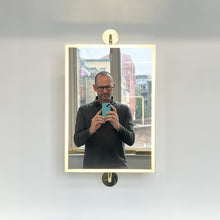 Illuminated Vorso™ Wall Attached Rotating Rectangular Mirror with Polished Brass Frame