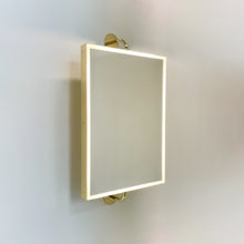 Illuminated Vorso™ Wall Attached Rotating Rectangular Mirror with Polished Brass Frame