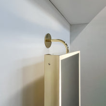 Illuminated Vorso™ Wall Attached Rotating Rectangular Mirror with Polished Brass Frame