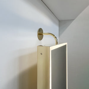Illuminated Vorso™ Wall Attached Rotating Rectangular Mirror with Polished Brass Frame