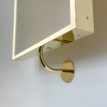 Illuminated Vorso™ Wall Attached Rotating Rectangular Mirror with Polished Brass Frame