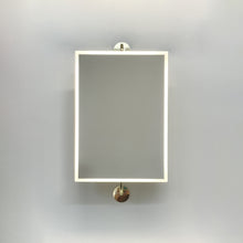 Illuminated Vorso™ Wall Attached Rotating Rectangular Mirror with Polished Brass Frame