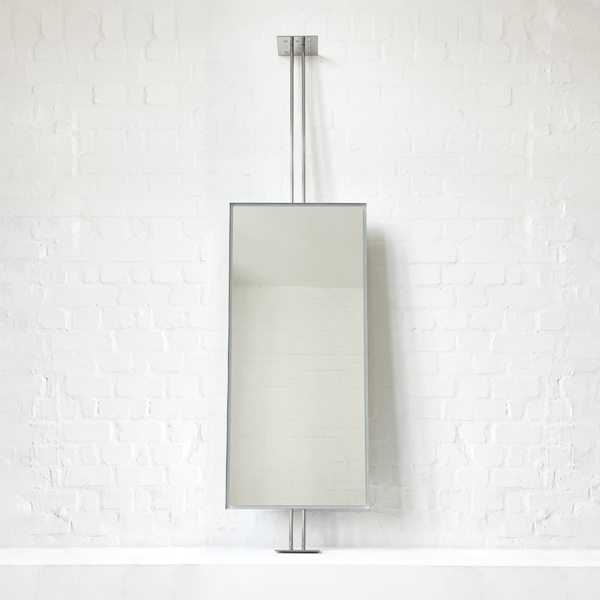 Countertop to Ceiling Rectangular Illuminated Mirror, Stainless Steel ...