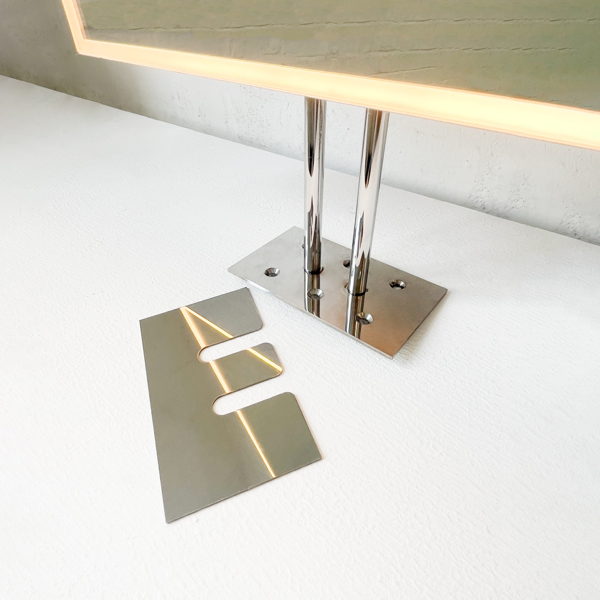 Countertop to Ceiling Rectangular Illuminated Mirror, Stainless Steel ...