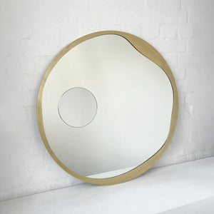 NEW Special Edition Round Mirror with Integrated Magnifying Mirror and Decorative Brass Full Frame