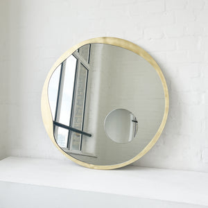NEW Special Edition Round Mirror with Integrated Magnifying Mirror and Decorative Brass Full Frame