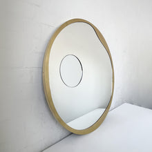 Round Mirror with Integrated Magnifying Mirror and Decorative Brass Full Frame