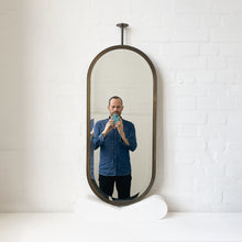 Modern Capsula™ Ceiling Suspended Bevelled Mirror with Brass Full Frame