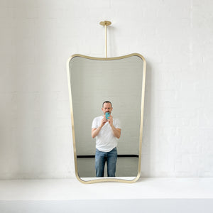 NEW Mid-century Inspired Ceiling Suspended Mirror with Brass Full Frame - Vintage Series Two