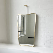 NEW Mid-century Inspired Ceiling Suspended Mirror with Brass Full Frame - Vintage Series Two