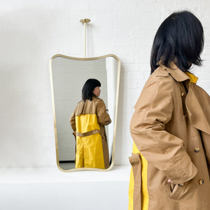 NEW Mid-century Inspired Ceiling Suspended Mirror with Brass Full Frame - Vintage Series Two