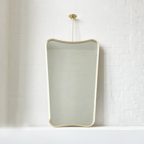 Mid-century Inspired Ceiling Suspended Mirror with Brass Full Frame - Vintage N.2