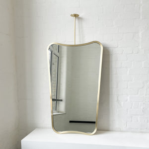NEW Mid-century Inspired Ceiling Suspended Mirror with Brass Full Frame - Vintage Series Two
