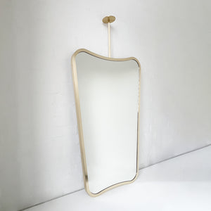 NEW Mid-century Inspired Ceiling Suspended Mirror with Brass Full Frame - Vintage Series Two