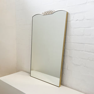 Mid Century Art Deco Mirror with Handcrafted Brass Decorative Detail and Frame - Vintage N.1