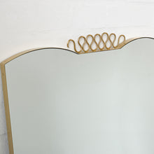 Mid Century Art Deco Mirror with Handcrafted Brass Decorative Detail and Frame - Vintage N.1