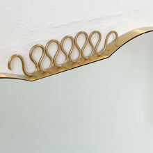 Mid Century Art Deco Mirror with Handcrafted Brass Decorative Detail and Frame - Vintage N.1