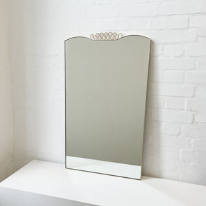 Mid Century Art Deco Mirror with Handcrafted Brass Decorative Detail and Frame - Vintage N.1