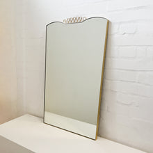 Mid Century Art Deco Mirror with Handcrafted Brass Decorative Detail and Frame - Vintage N.1