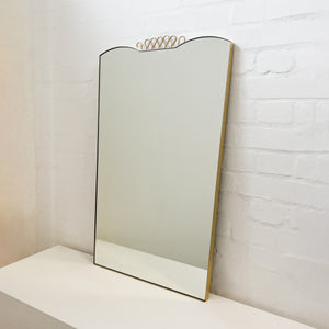 Mid Century Art Deco Mirror with Handcrafted Brass Decorative Detail and Frame - Vintage N.1