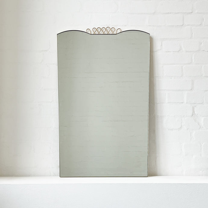 Mid Century Art Deco Mirror with Handcrafted Brass Decorative Detail and Frame - AP Vintage Series One