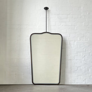 NEW Set of two Gio Ponti inspired Ceiling Suspended Illuminated Mirror with Bronze Patina Frame - Vintage N.4