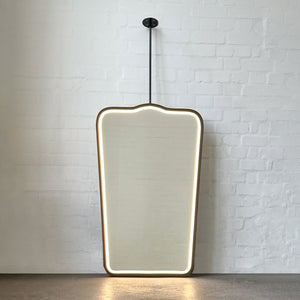 NEW Set of two Gio Ponti inspired Ceiling Suspended Illuminated Mirror with Bronze Patina Frame - Vintage N.4