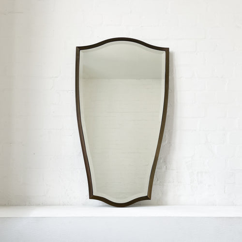 Vintage N.7 Freeform Beveled Mirror with Bronze Patina Brass Frame