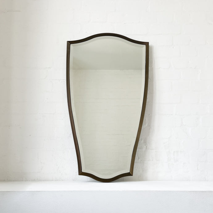 Vintage N.7 Freeform Beveled Mirror with Bronze Patina Brass Frame