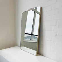 Mid Century Art Deco Mirror with Handcrafted Brass Decorative Detail and Frame - Vintage N.1