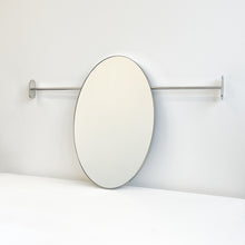 Wall to Wall Handcrafted Oval Mirror with Minimalist Stainless Steel Frame