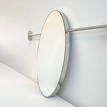 Wall to Wall Handcrafted Oval Mirror with Minimalist Stainless Steel Frame