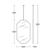 Ceiling Suspended Octagonal Mirror with Minimalist Frame Drawing