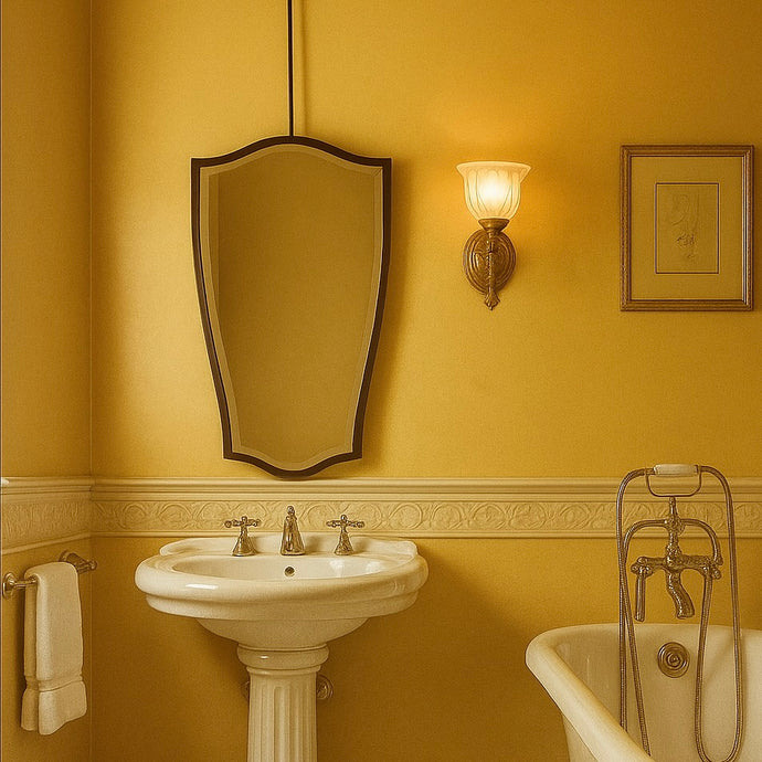 Ceiling Suspended Vintage N.7 Freeform Bevelled Mirror with Bronze Patina Frame