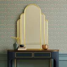 Stunning Art Deco Arched Handcrafted Mirror with Brass Frame