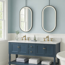 Capsula™ Ceiling Suspended Illuminated Mirror with Contemporary Black Full Frame