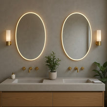 Ovalis™ Oval shaped Front Illuminated Modern Large Mirror with a Brushed Brass Frame